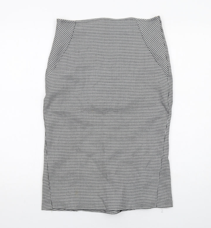 Miss Selfridge Womens Black Geometric Polyester A-Line Skirt Size 10 Zip