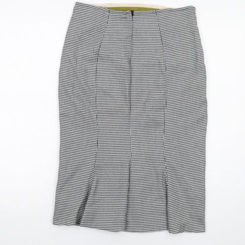 Miss Selfridge Womens Black Geometric Polyester A-Line Skirt Size 10 Zip
