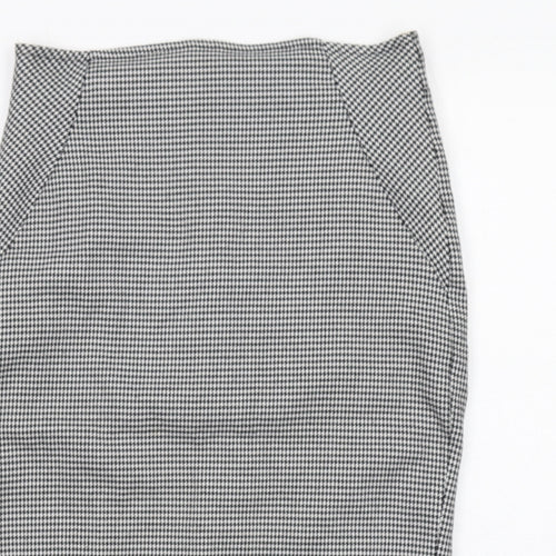 Miss Selfridge Womens Black Geometric Polyester A-Line Skirt Size 10 Zip