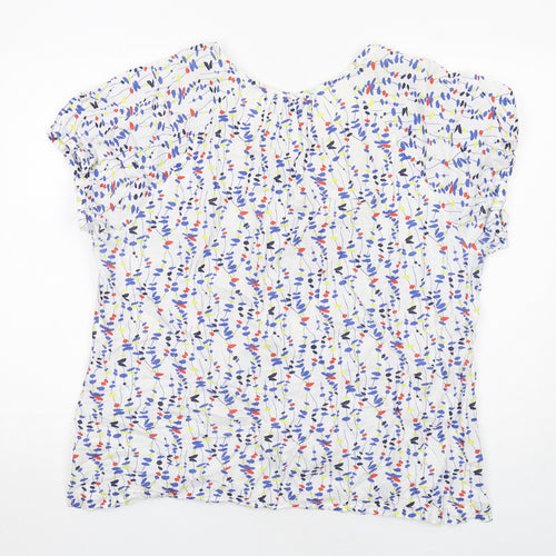 DASH Womens White Geometric Cotton Basic Blouse Size 22 Boat Neck