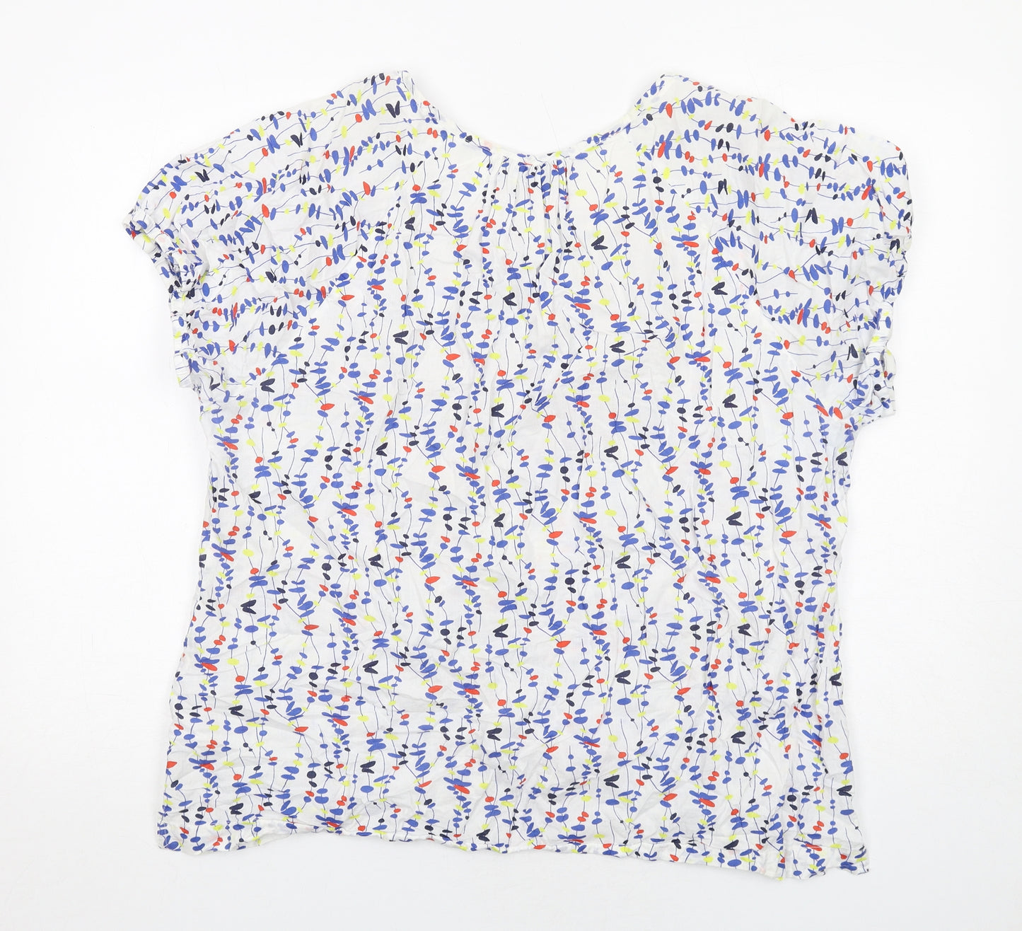 DASH Womens White Geometric Cotton Basic Blouse Size 22 Boat Neck