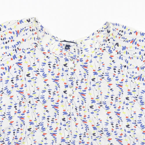 DASH Womens White Geometric Cotton Basic Blouse Size 22 Boat Neck