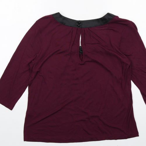Per Una Womens Purple Modal Basic Blouse Size 14 Boat Neck - Embellished Neckline