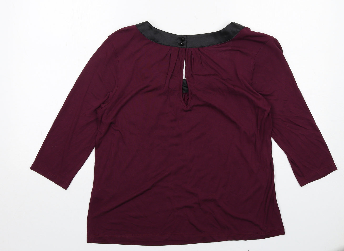 Per Una Womens Purple Modal Basic Blouse Size 14 Boat Neck - Embellished Neckline