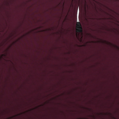Per Una Womens Purple Modal Basic Blouse Size 14 Boat Neck - Embellished Neckline