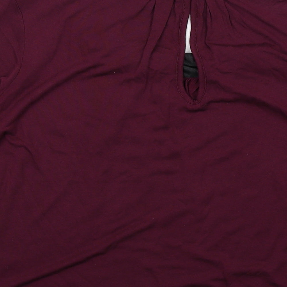 Per Una Womens Purple Modal Basic Blouse Size 14 Boat Neck - Embellished Neckline