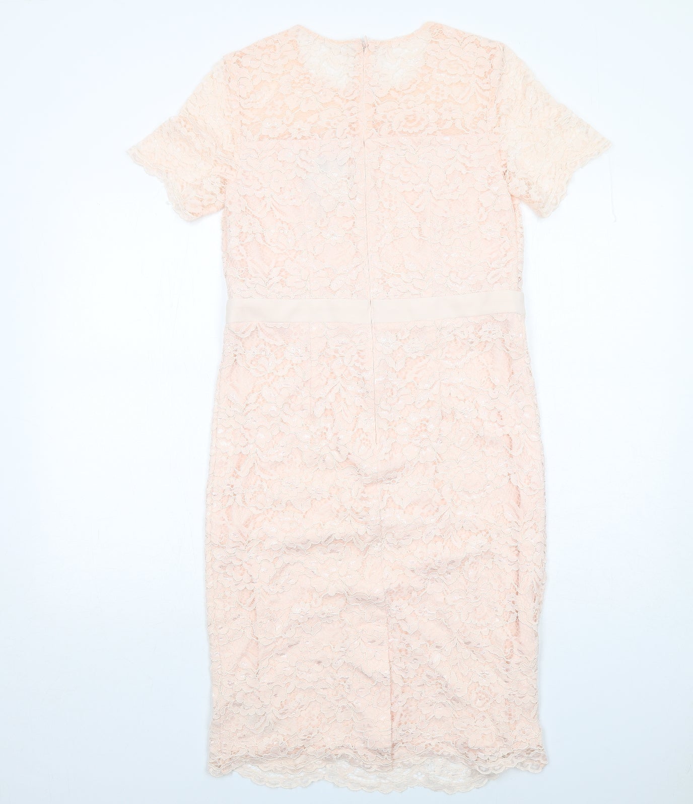 Nightingales Womens Pink Geometric Polyester Shift Size 10 Round Neck Zip