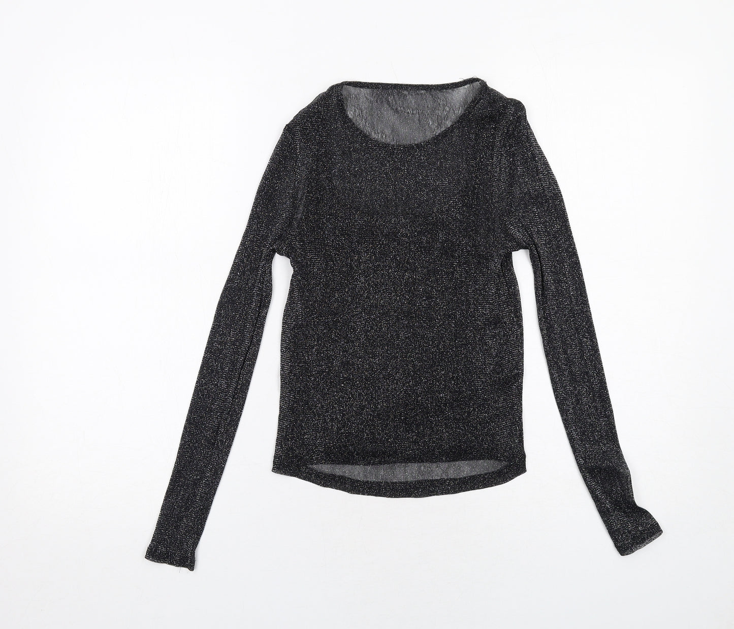 New Look Girls Black Polyester Basic T-Shirt Size 12-13 Years Round Neck Pullover