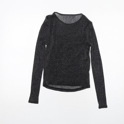 New Look Girls Black Polyester Basic T-Shirt Size 12-13 Years Round Neck Pullover