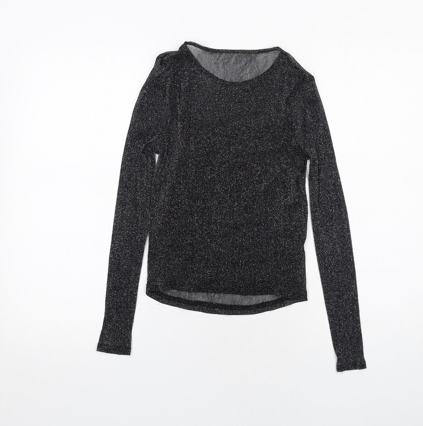 New Look Girls Black Polyester Basic T-Shirt Size 12-13 Years Round Neck Pullover