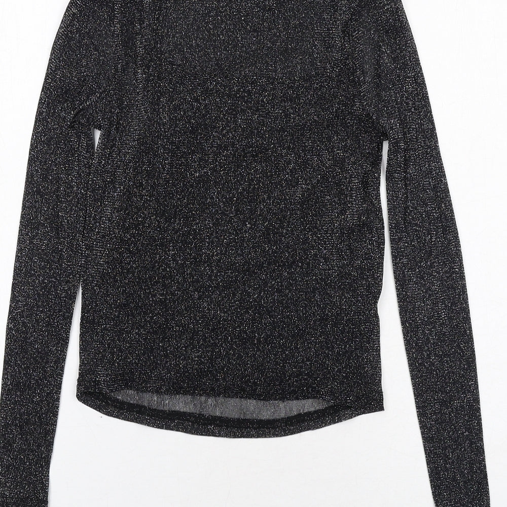 New Look Girls Black Polyester Basic T-Shirt Size 12-13 Years Round Neck Pullover