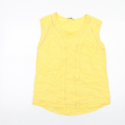 Warehouse Womens Yellow Viscose Basic Blouse Size 12 V-Neck