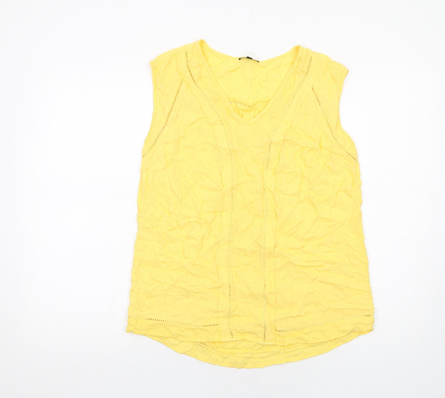 Warehouse Womens Yellow Viscose Basic Blouse Size 12 V-Neck