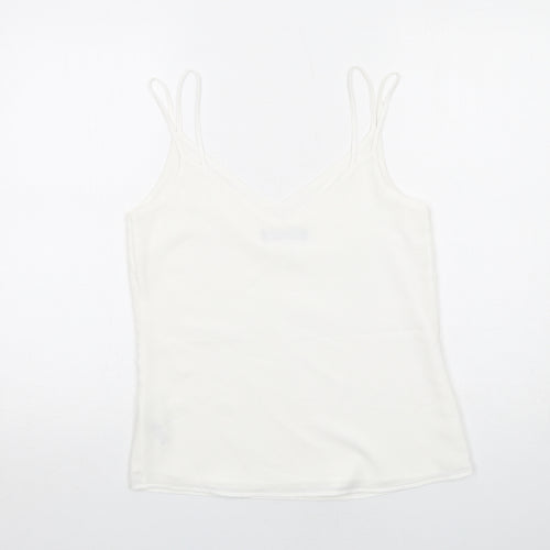 Marks and Spencer Womens White Polyester Camisole Tank Size 8 V-Neck - Double Strap