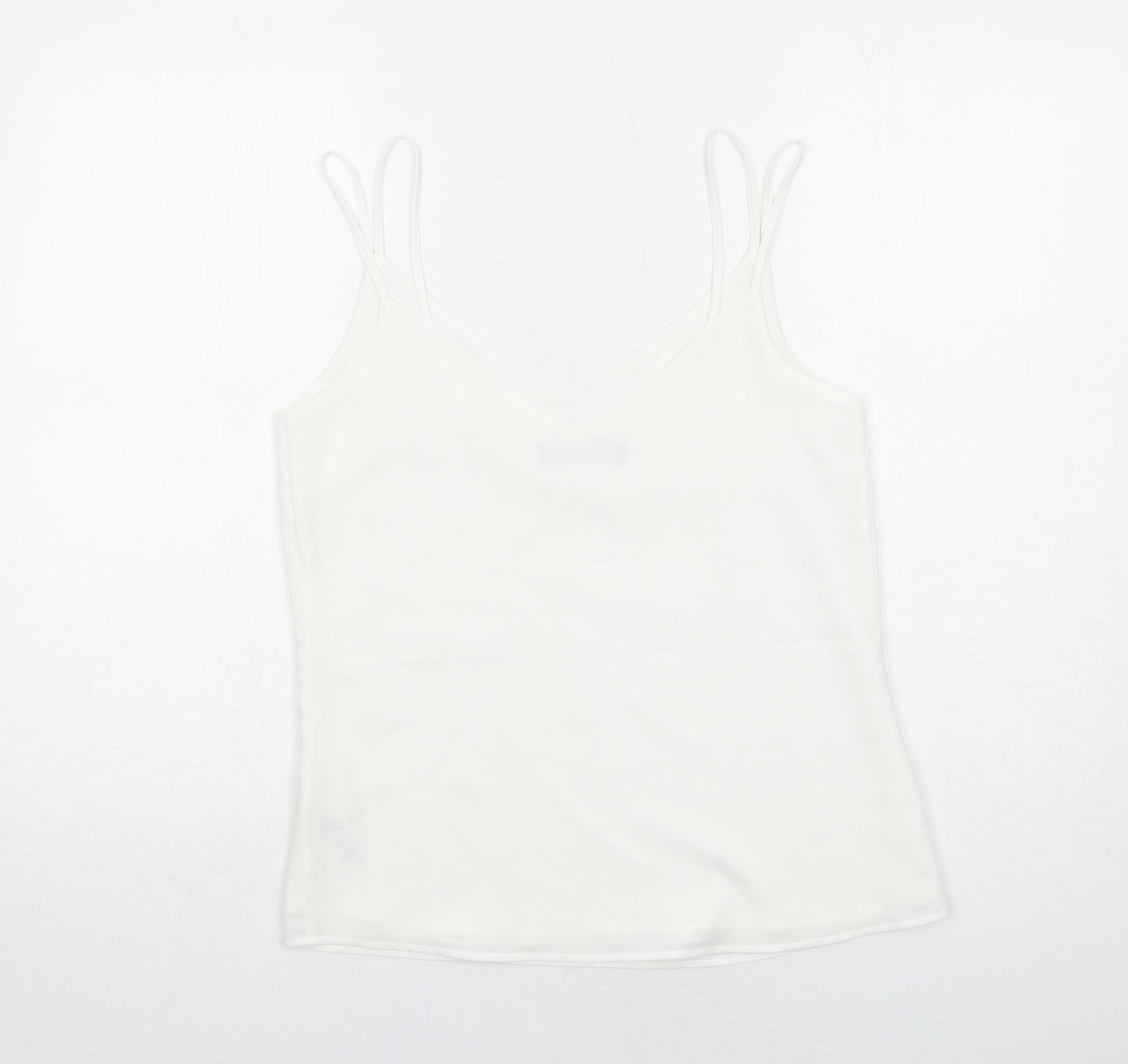 Marks and Spencer Womens White Polyester Camisole Tank Size 8 V-Neck - Double Strap