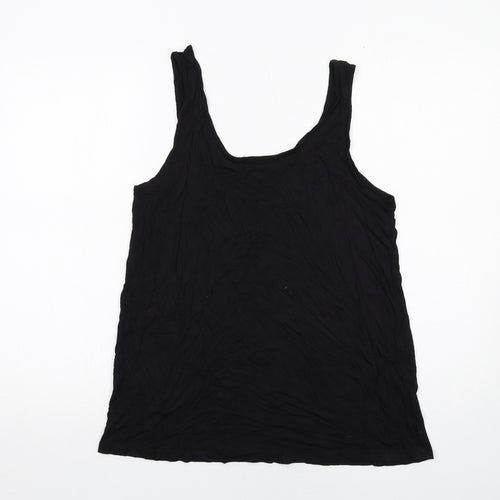 VERO MODA Womens Black Viscose Basic Tank Size L Scoop Neck
