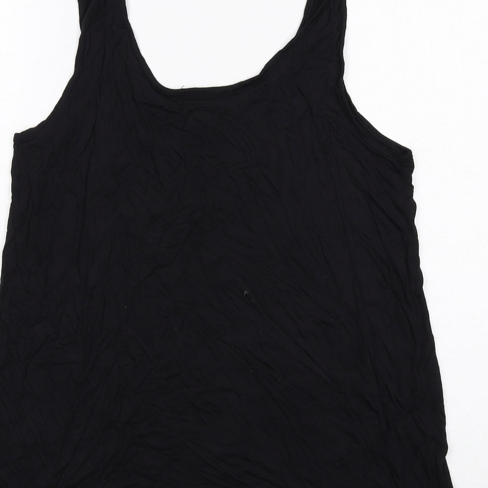 VERO MODA Womens Black Viscose Basic Tank Size L Scoop Neck