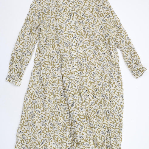 Per Una Womens Ivory Geometric Cotton Shirt Dress Size 24 Collared Button