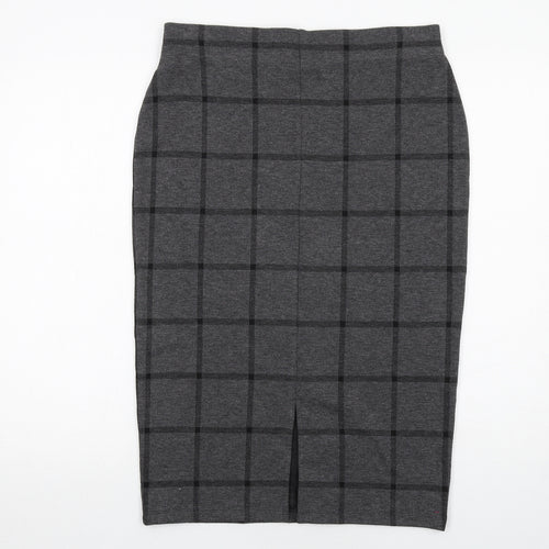 Marks and Spencer Womens Grey Check Polyester Straight & Pencil Skirt Size 12