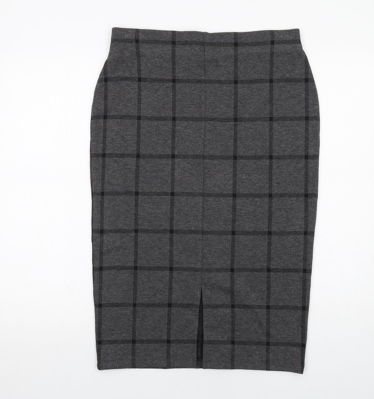 Marks and Spencer Womens Grey Check Polyester Straight & Pencil Skirt Size 12