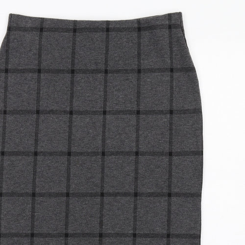 Marks and Spencer Womens Grey Check Polyester Straight & Pencil Skirt Size 12