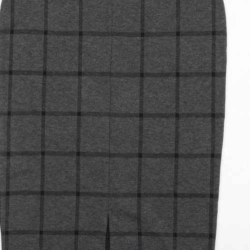 Marks and Spencer Womens Grey Check Polyester Straight & Pencil Skirt Size 12