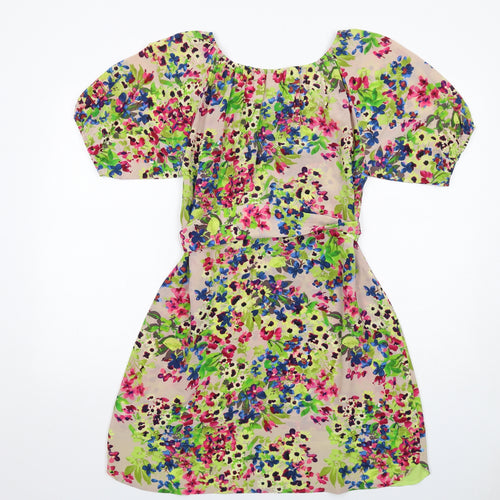 Monsoon Womens Multicoloured Floral Silk A-Line Size 8 Round Neck Pullover