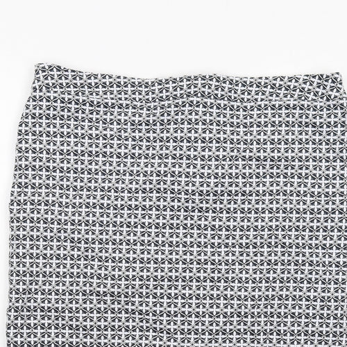 Marks and Spencer Womens Black Geometric Cotton A-Line Skirt Size 12 Zip