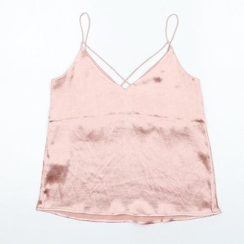 H&M Womens Pink Polyester Camisole Tank Size 8 V-Neck