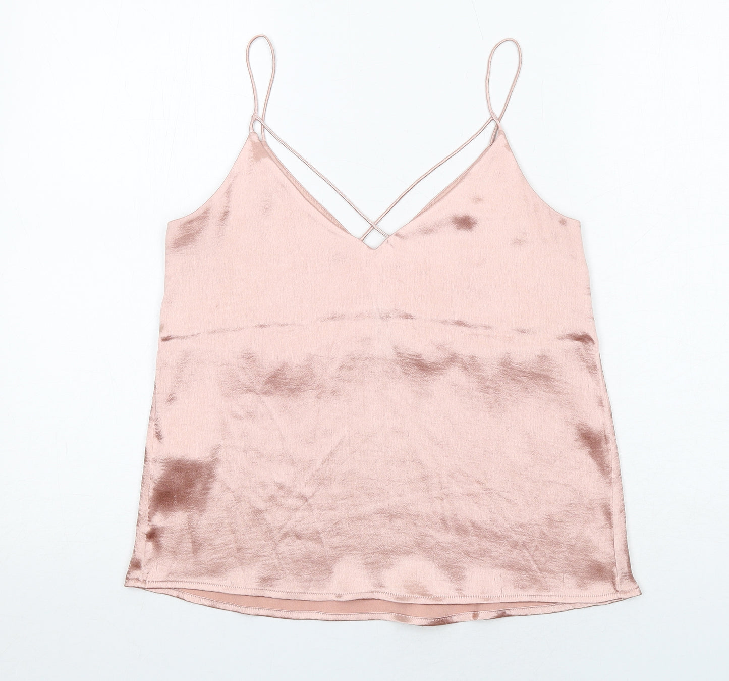 H&M Womens Pink Polyester Camisole Tank Size 8 V-Neck