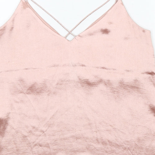 H&M Womens Pink Polyester Camisole Tank Size 8 V-Neck