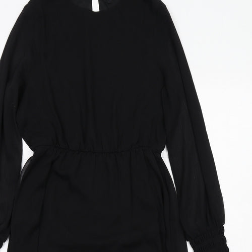 VERO MODA Womens Black Polyester A-Line Size S Round Neck Button