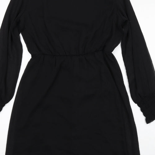 VERO MODA Womens Black Polyester A-Line Size S Round Neck Button