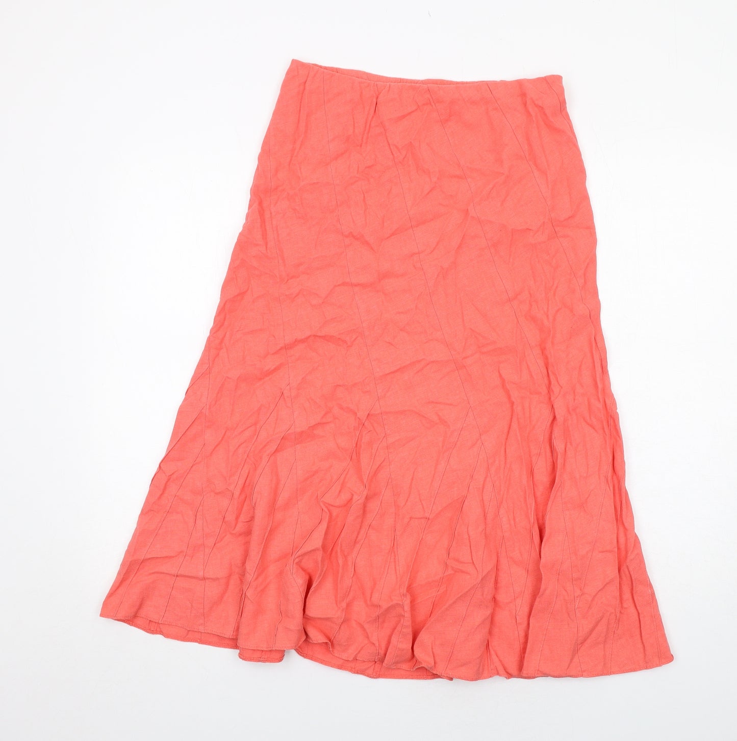 Marks and Spencer Womens Orange Linen Swing Skirt Size 10