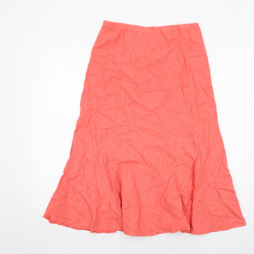 Marks and Spencer Womens Orange Linen Swing Skirt Size 10