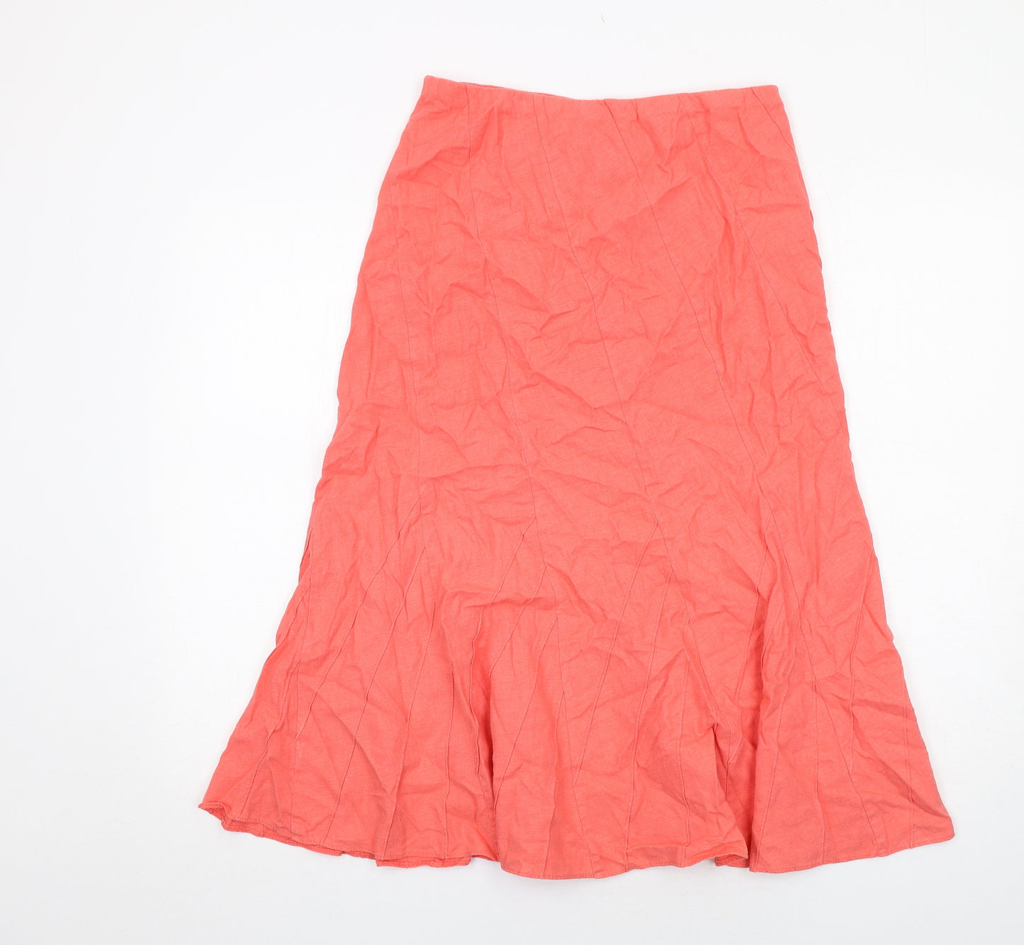 Marks and Spencer Womens Orange Linen Swing Skirt Size 10