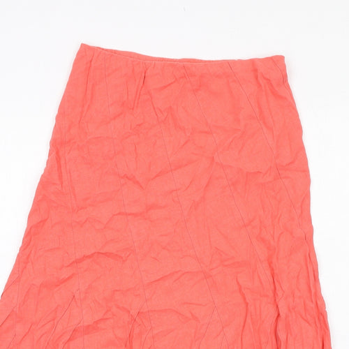Marks and Spencer Womens Orange Linen Swing Skirt Size 10