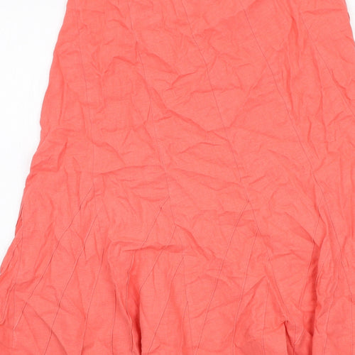 Marks and Spencer Womens Orange Linen Swing Skirt Size 10