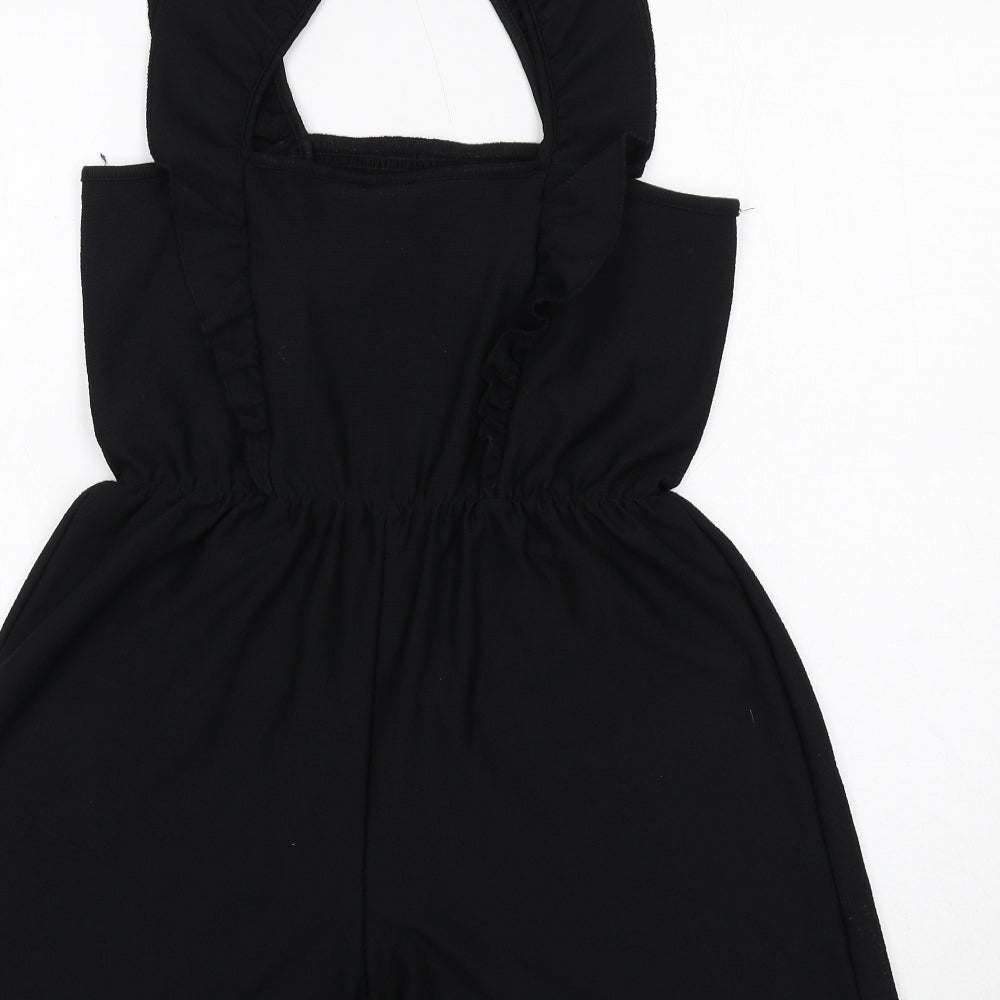 River Island Womens Black Polyester Playsuit One-Piece Size 12 Pullover