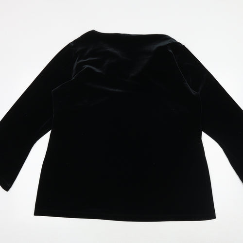 Marks and Spencer Womens Black Polyester Basic Blouse Size 20 V-Neck