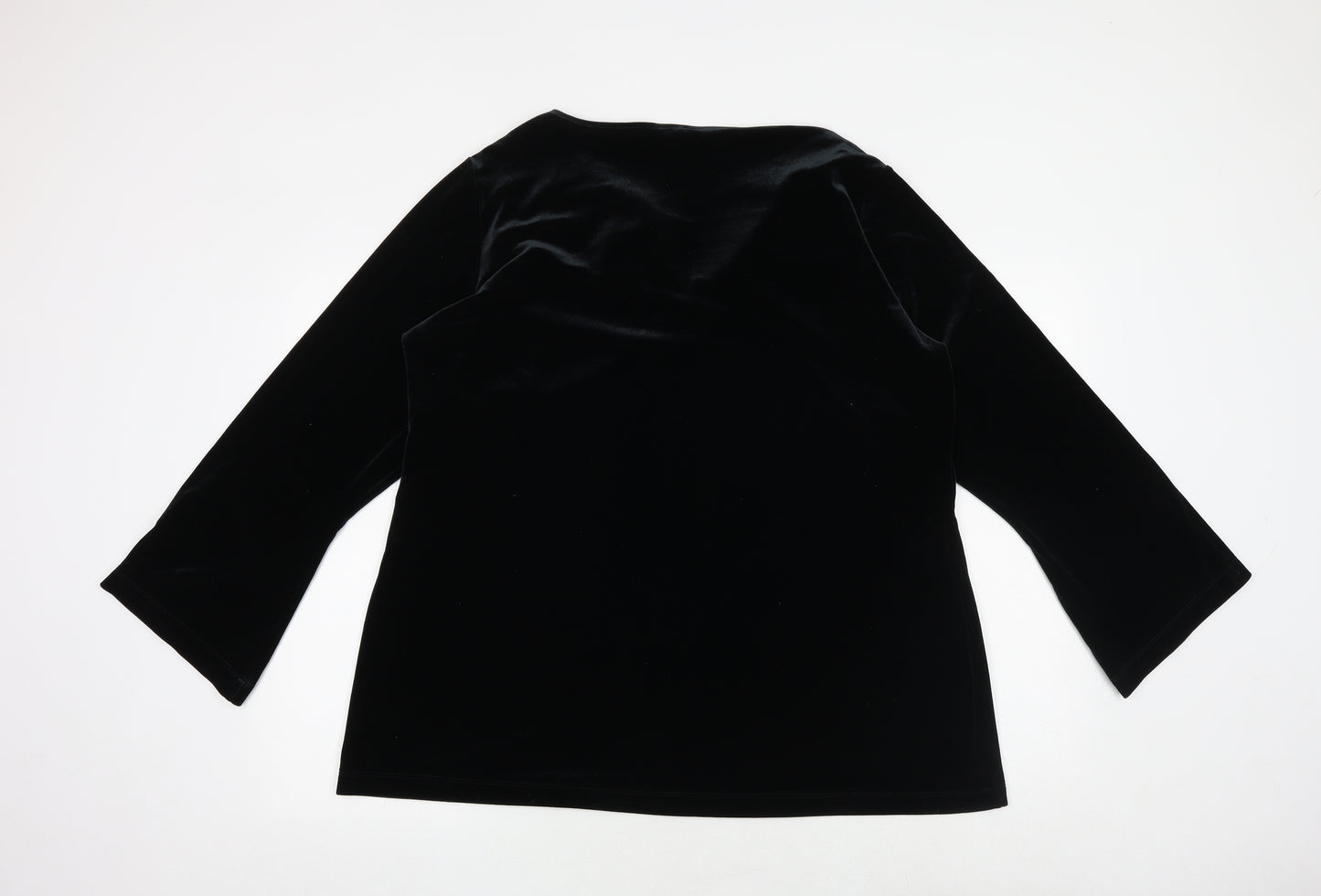 Marks and Spencer Womens Black Polyester Basic Blouse Size 20 V-Neck