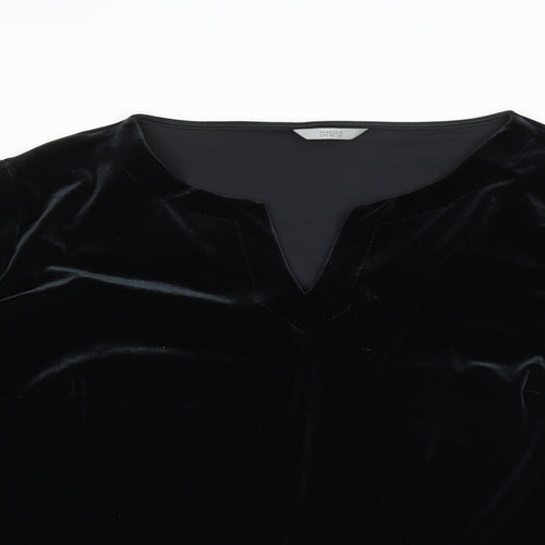 Marks and Spencer Womens Black Polyester Basic Blouse Size 20 V-Neck