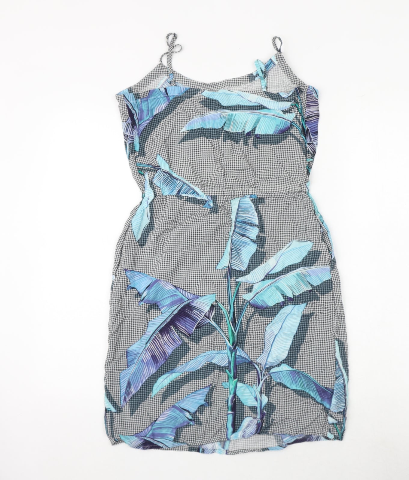 Warehouse Womens Multicoloured Geometric Viscose Tank Dress Size 10 Round Neck Pullover