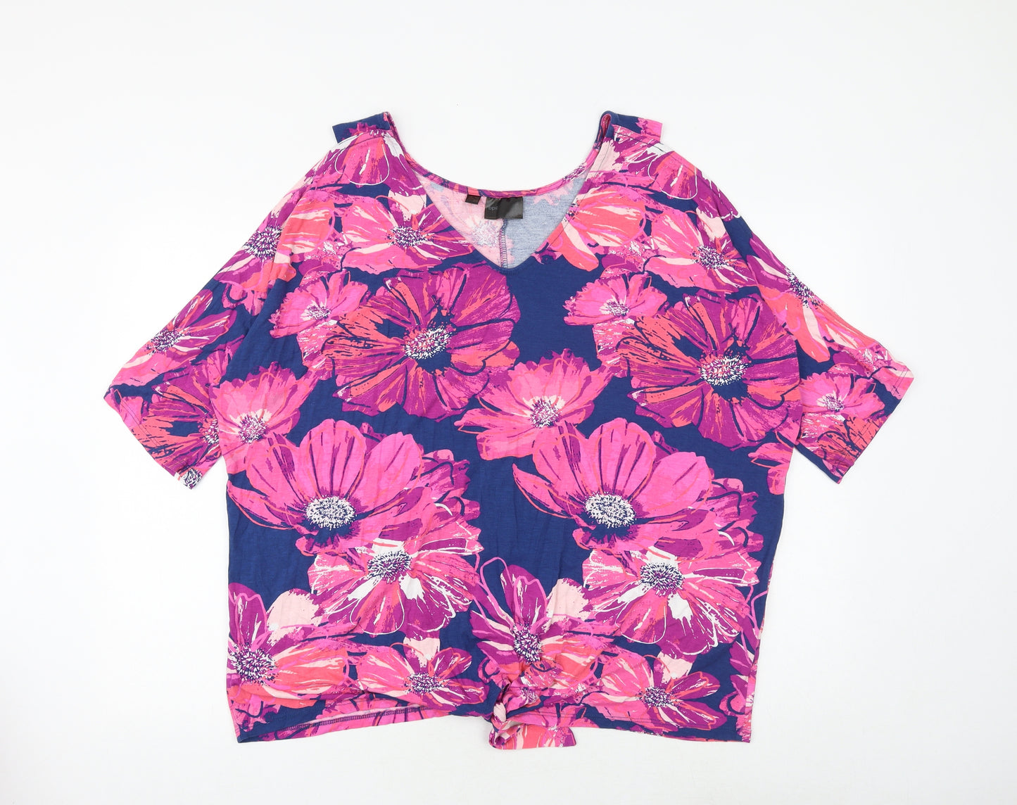 BPC Womens Multicoloured Floral Viscose Basic Blouse Size 20 V-Neck - Tie Front Detail