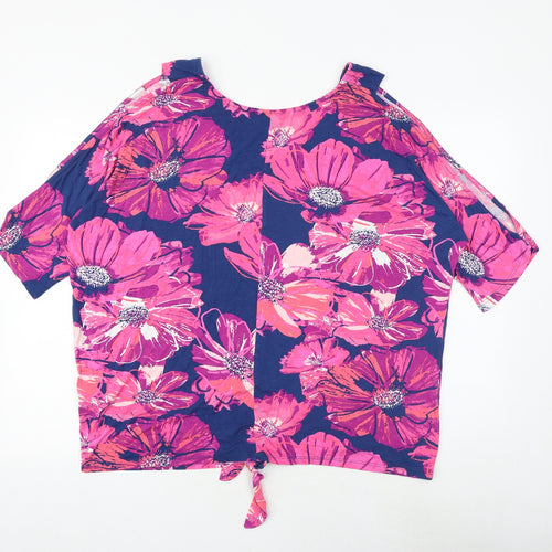 BPC Womens Multicoloured Floral Viscose Basic Blouse Size 20 V-Neck - Tie Front Detail