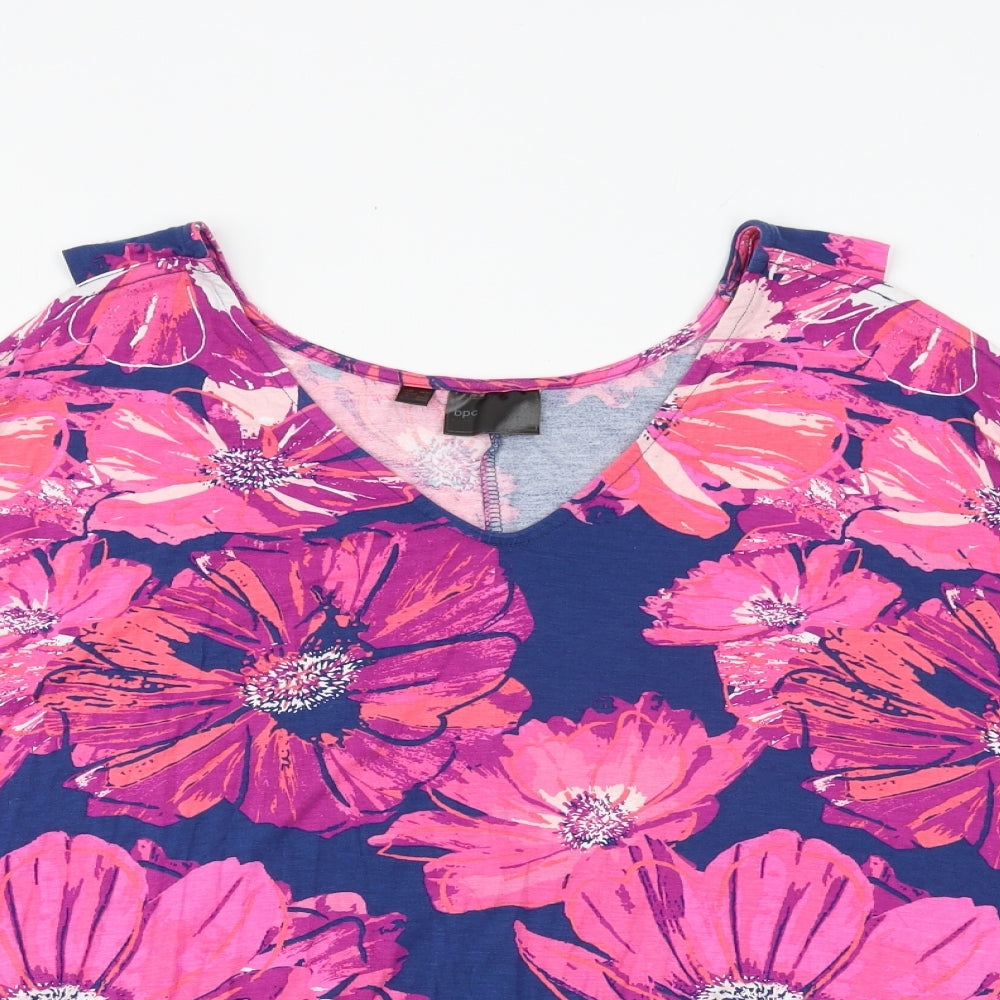 BPC Womens Multicoloured Floral Viscose Basic Blouse Size 20 V-Neck - Tie Front Detail