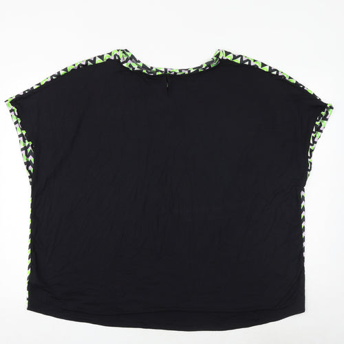 Marks and Spencer Womens Green Geometric Viscose Basic Blouse Size 24 Boat Neck