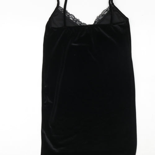 PRETTYLITTLETHING Womens Black Polyester Slip Dress Size 14 V-Neck Pullover