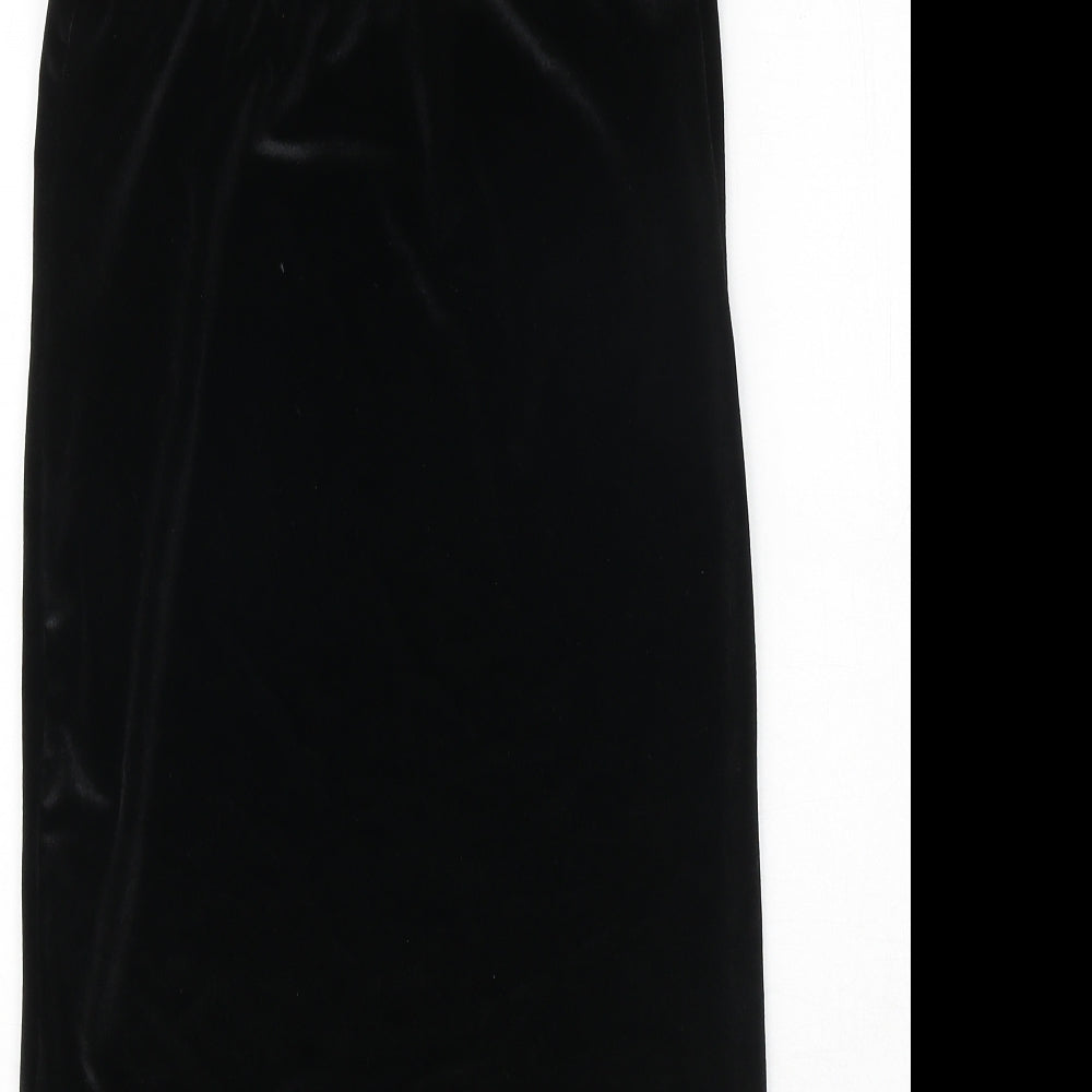 PRETTYLITTLETHING Womens Black Polyester Slip Dress Size 14 V-Neck Pullover