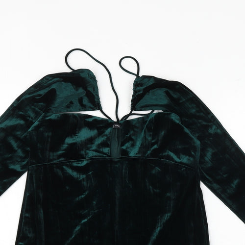 Zara Womens Green Polyester A-Line Size M Sweetheart Pullover